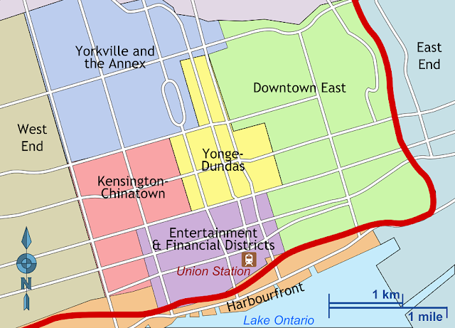 Onde ficar em Toronto - Mapa Downtown Onde ficar em Toronto - Mapa Downtown