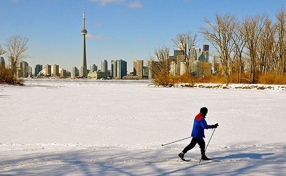 Caminhar na neve em Toronto