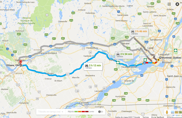 Viagem de Carro de Montreal a Ottawa
