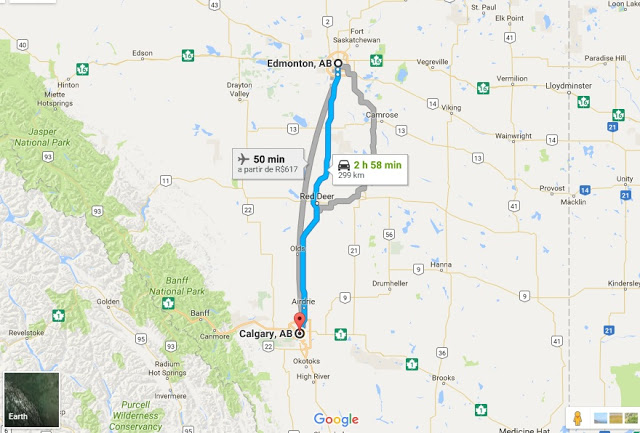 Viagem de carro de Edmonton a Calgary
