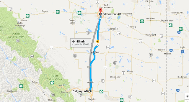 Viagem de carro de Calgary a Edmonton