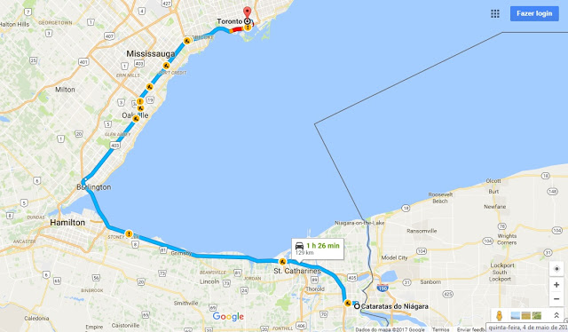 Viagem de carro de Toronto a Niagara Falls